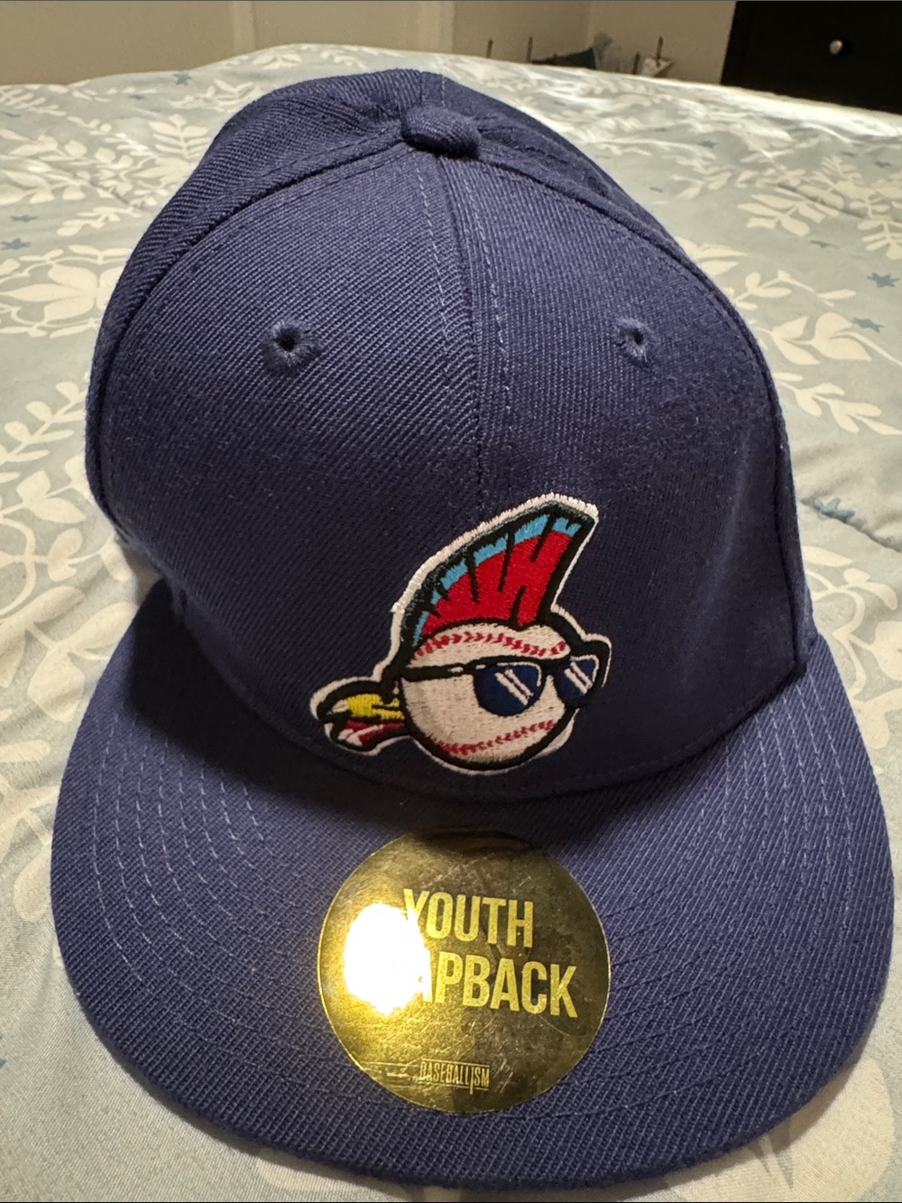 Youth Navy Baseball Cap with Colorful Mascot Patch